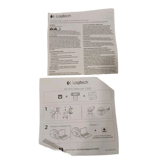 Logitech C920 HD Pro Webcam Black & Insignia USB Microphone Set Open Box Great! - Picture 16 of 16
